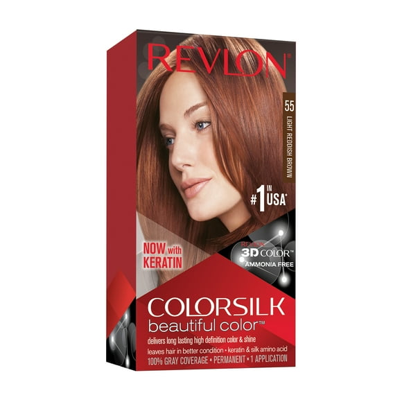 Revlon ColorSilk Beautiful Color Permanent Hair Color, 55 Light Reddish Brown, 1 count