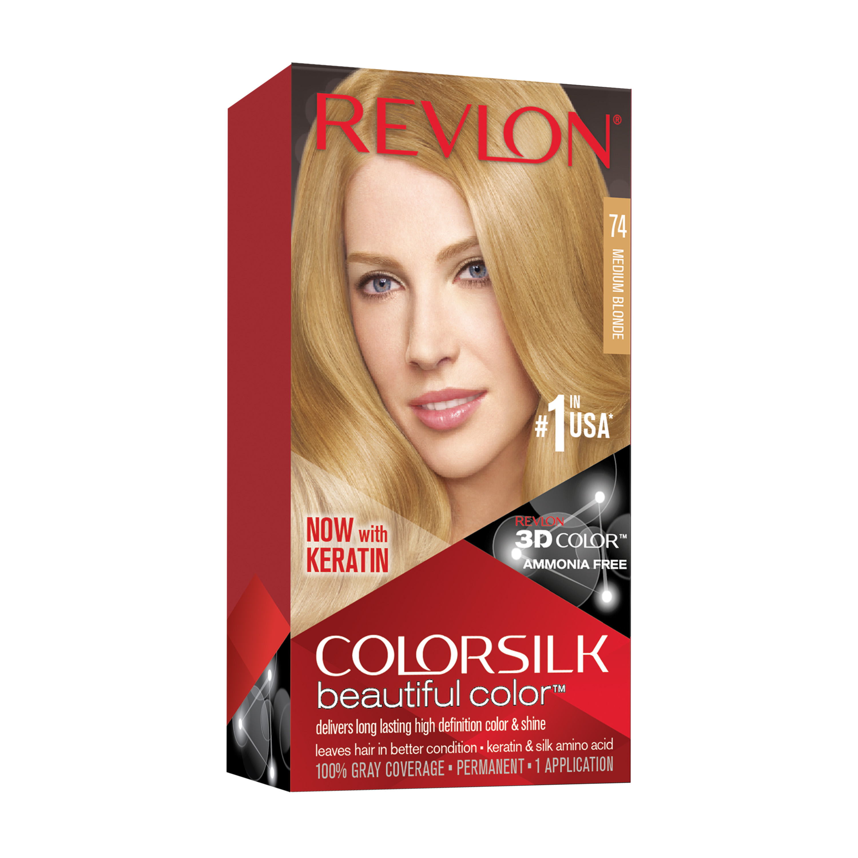 Revlon ColorSilk Beautiful Color Permanent Hair Color, 74 Medium Blonde, 1 Count - image 1 of 14