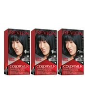 Revlon ColorSilk Beautiful Permanent Hair Dye, Dark Brown, At Home Full Coverage Application Kit, 12 Natural Blue Black, 3 Pack