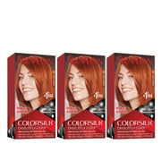 Revlon ColorSilk Beautiful Permanent Hair Dye, Dark Brown, At Home Full Coverage Application Kit, 45 Bright Auburn, 3 Pack