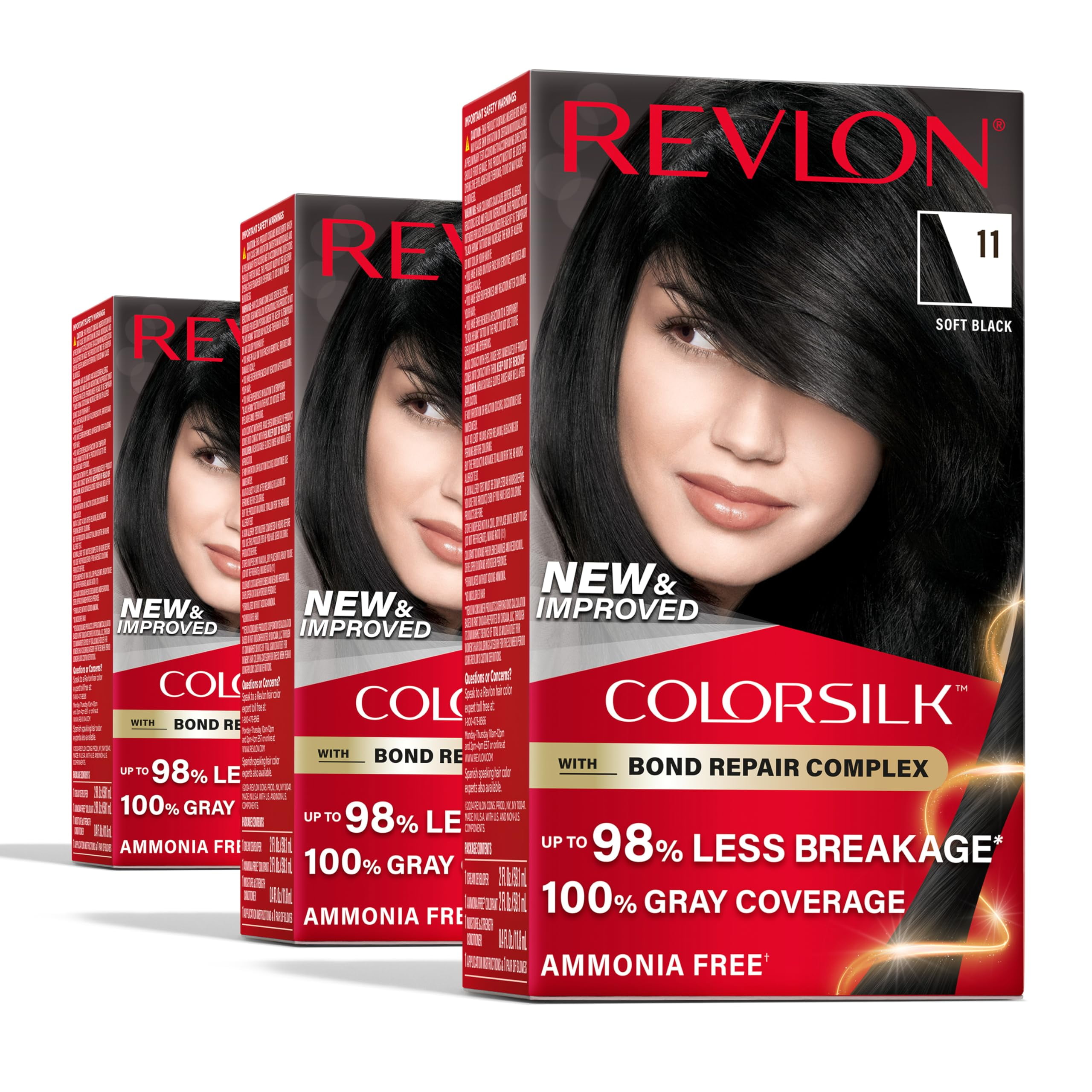 Revlon ColorSilk with Bond Repair Complex, Black Permanent Hair Color ...