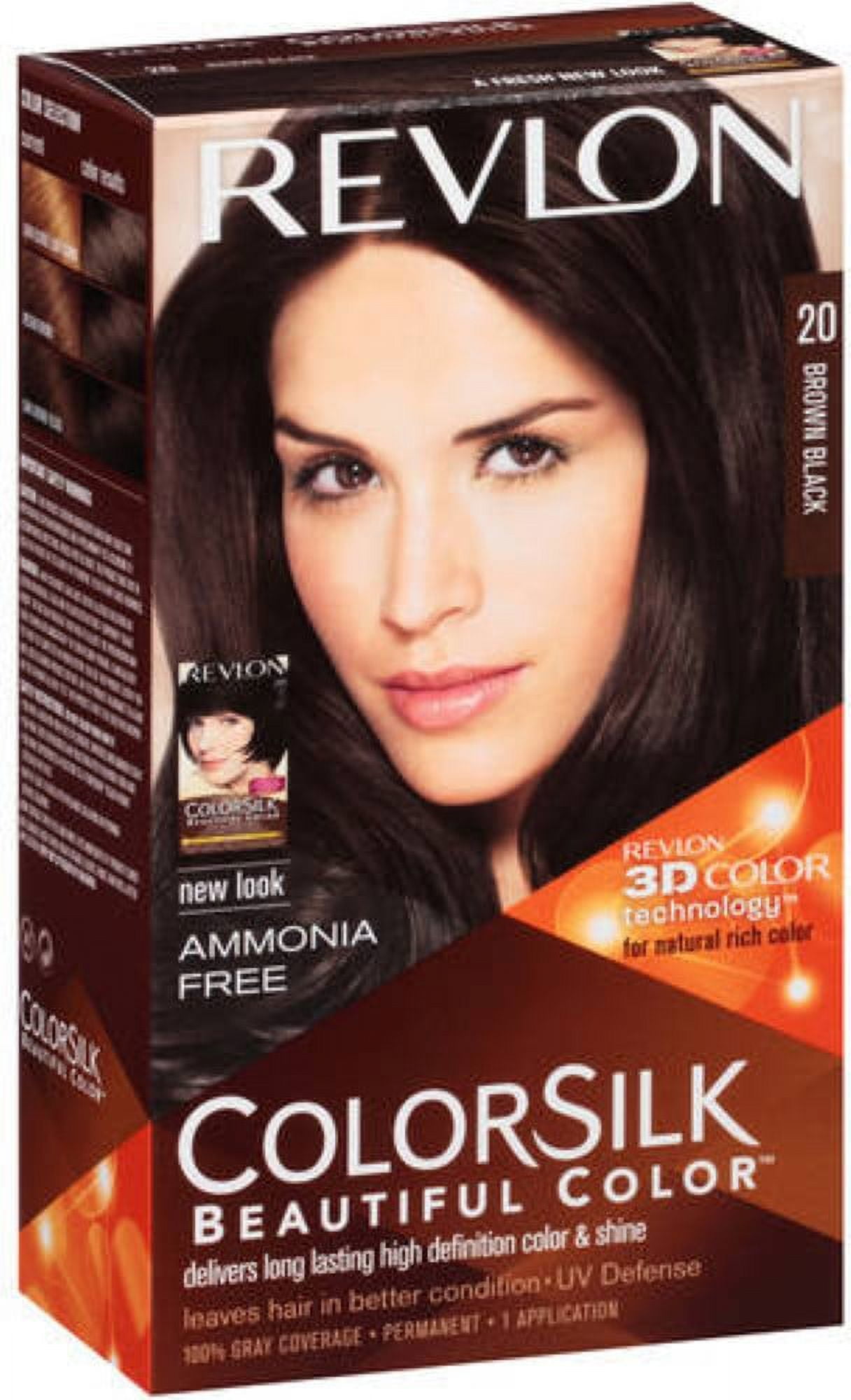 Revlon ColorSilk Hair Color, 20 Brown Black 1 ea (Pack of 2)
