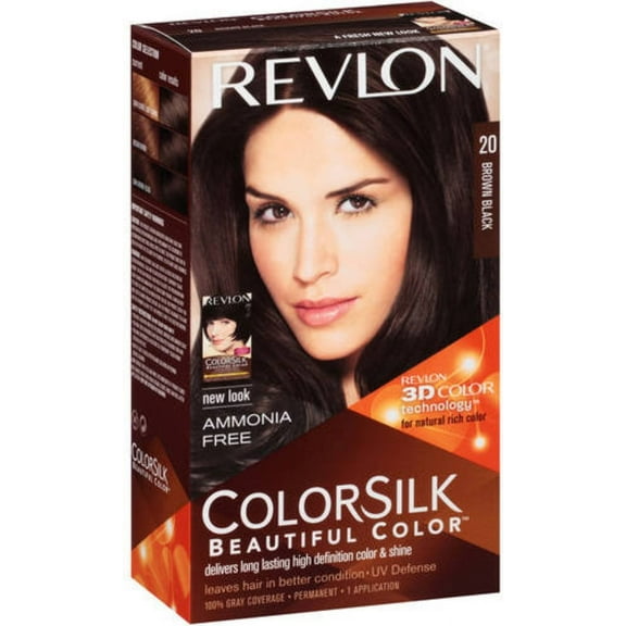 Revlon ColorSilk Hair Color, 20 Brown Black 1 ea (Pack of 2)