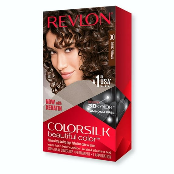 Revlon ColorSilk Hair Color, 30 Dark Brown 1 ea (Pack of 4)