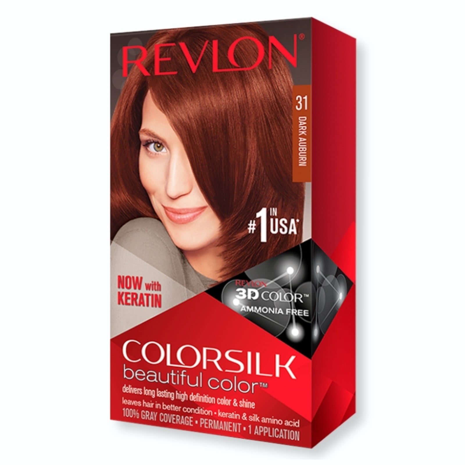 Revlon ColorSilk Hair Color, [31] Dark Auburn 1 ea (Pack of 3)