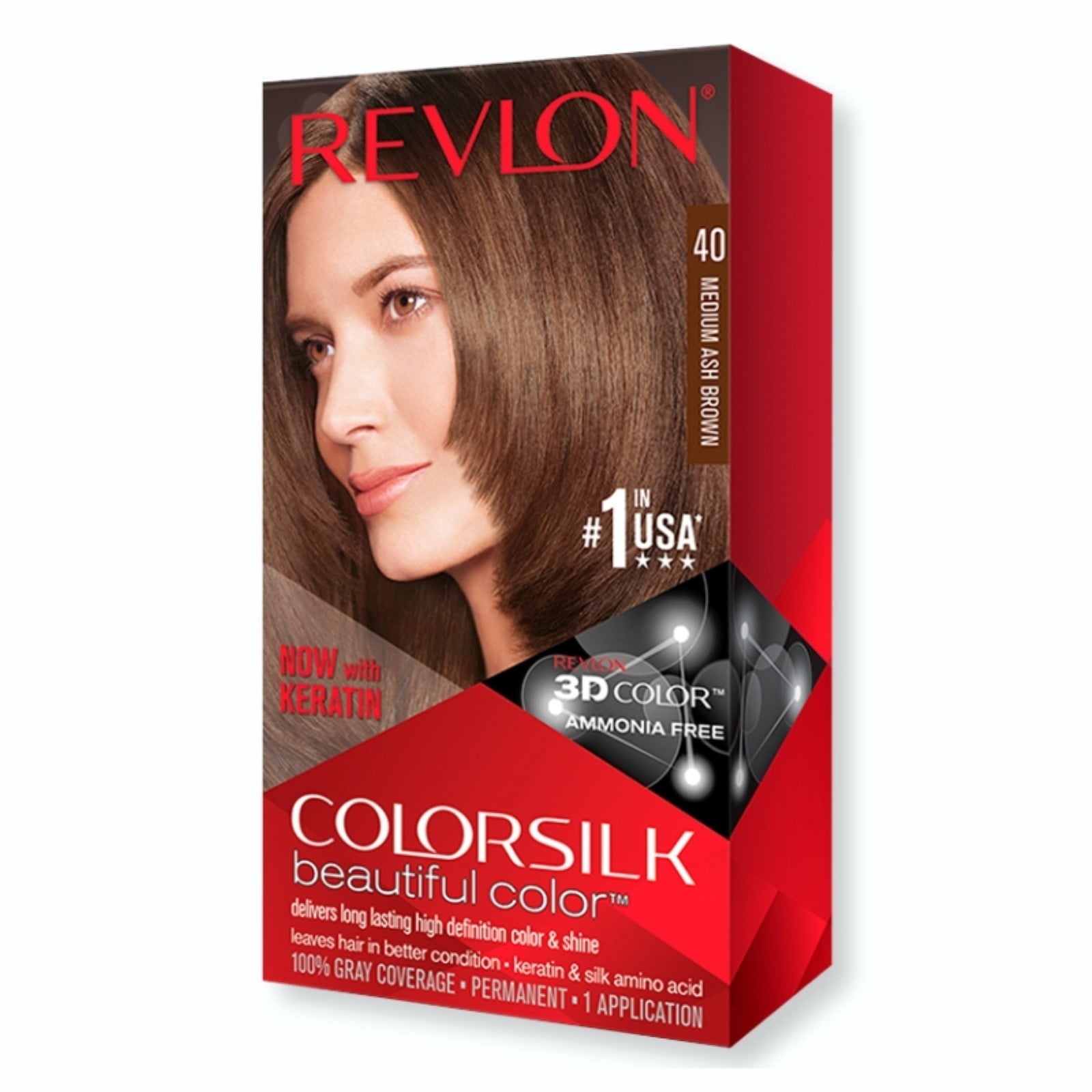 Revlon ColorSilk Hair Color, [40] Medium Ash Brown, 1 Each, 6 Pack