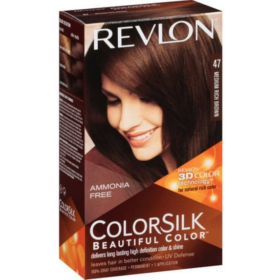 Revlon ColorSilk Hair Color [47], Medium Rich Brown 1 ea (Pack of 4)