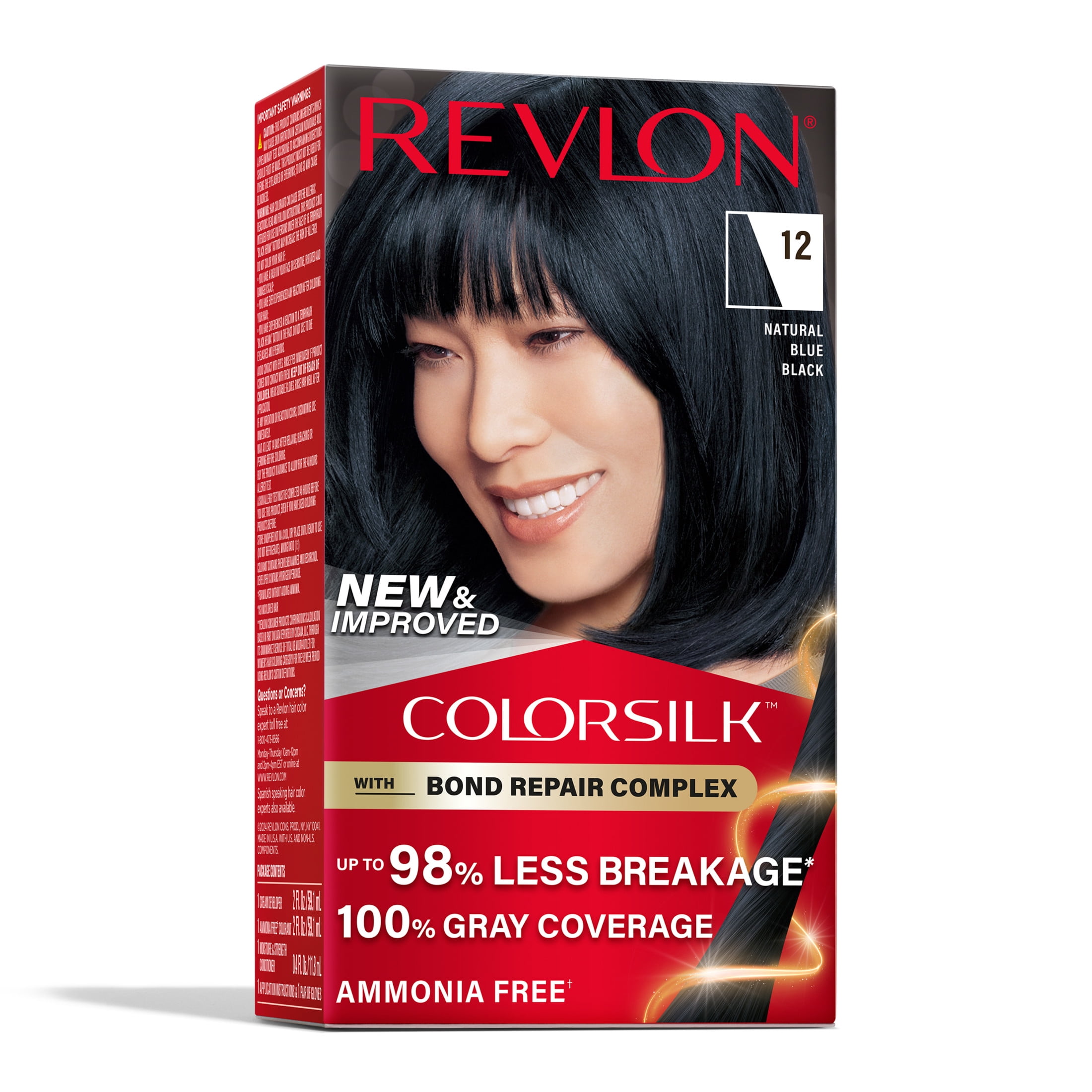 Revlon ColorSilk Permanent Hair Color, Bond Repair Complex, 12 Natural Blue Black, 1 pack  (图1) Revlon ColorSilk Permanent Hair Color, Bond Repair Complex, 12 Natural Blue Black, 1 pack  (图1)