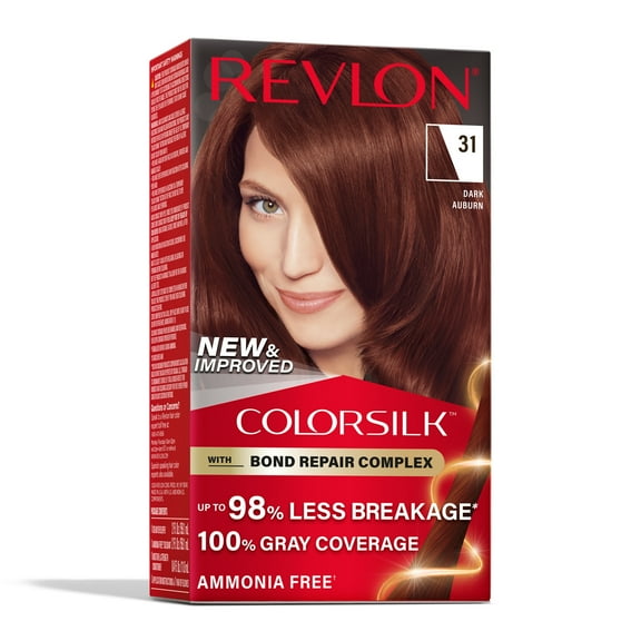 Revlon ColorSilk Permanent Hair Color, Bond Repair Complex, 31 Dark Auburn, 1 pack