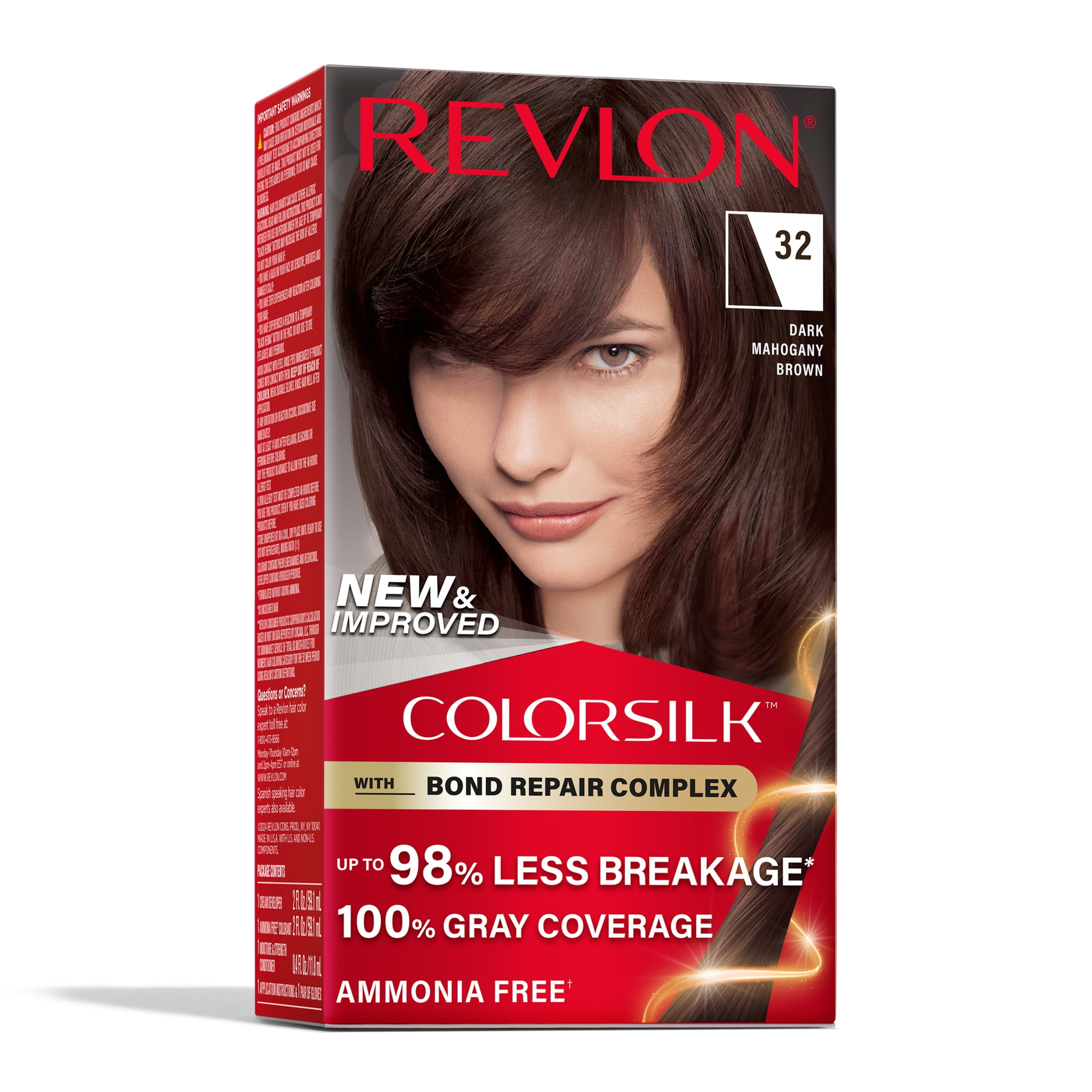 Revlon ColorSilk Permanent Hair Color, Bond Repair Complex, 32 Dark Mahogany Brown, 1 pack  (图1) Revlon ColorSilk Permanent Hair Color, Bond Repair Complex, 32 Dark Mahogany Brown, 1 pack  (图1)