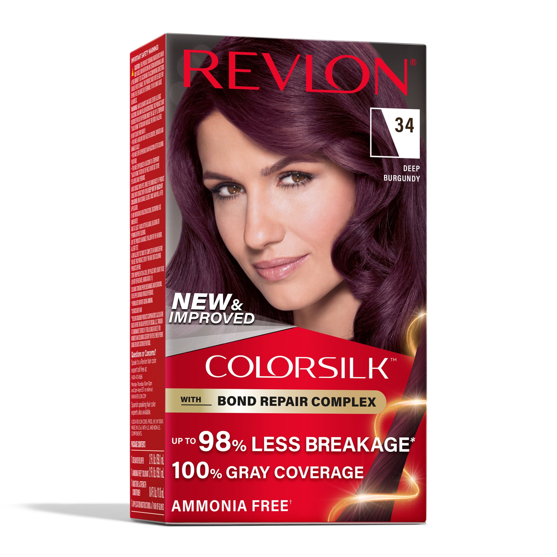 Revlon ColorSilk Permanent Hair Color, Bond Repair Complex, 34 Deep Burgundy, 1 pack  (图1) Revlon ColorSilk Permanent Hair Color, Bond Repair Complex, 34 Deep Burgundy, 1 pack  (图1)