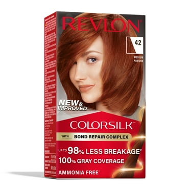 Revlon ColorSilk Permanent Hair Color, Bond Repair Complex, 42 Medium Auburn, 1 pack