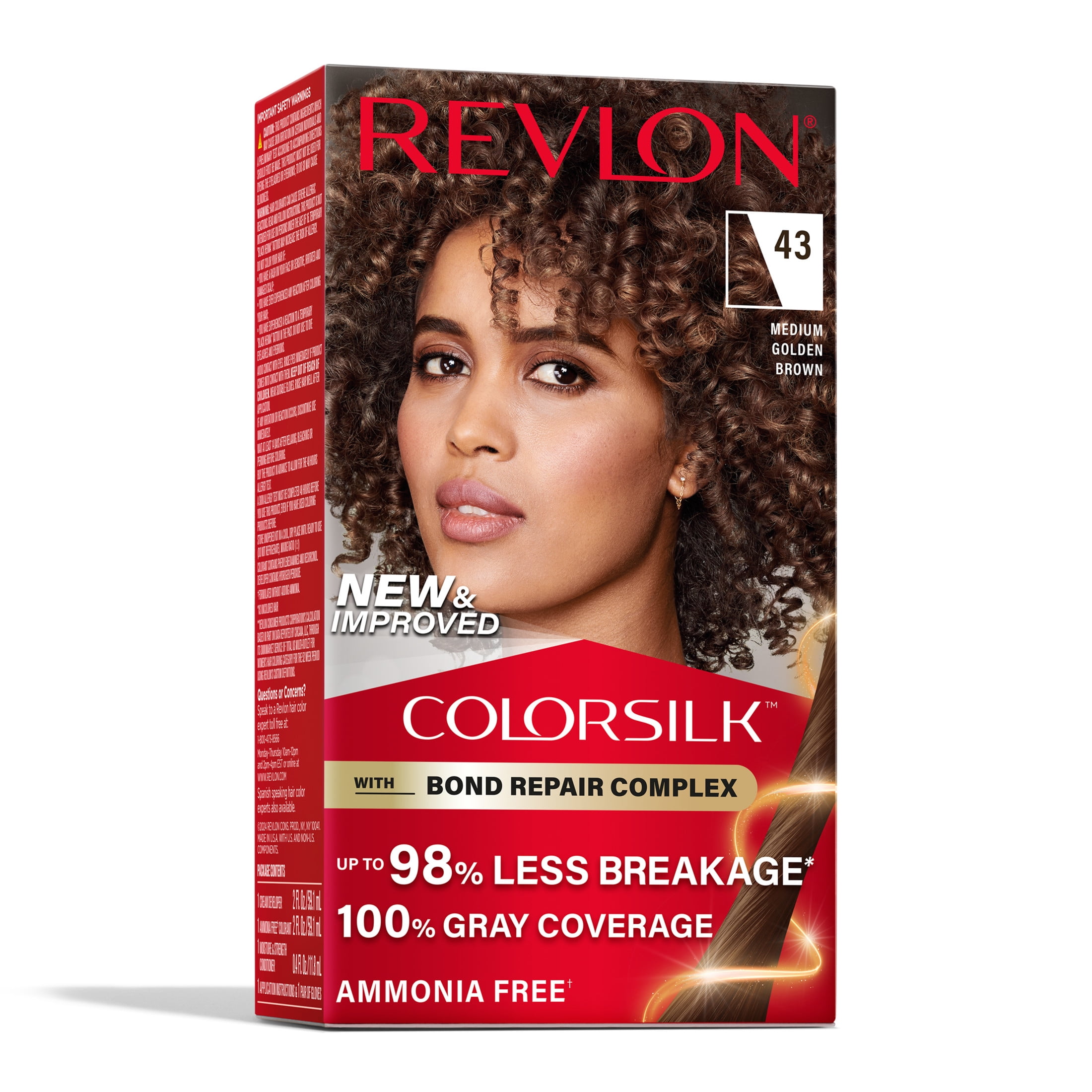Revlon ColorSilk Permanent Hair Color, Bond Repair Complex, 43 Medium Golden Brown, 1 pack  (图1) Revlon ColorSilk Permanent Hair Color, Bond Repair Complex, 43 Medium Golden Brown, 1 pack  (图1)