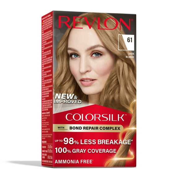 Revlon ColorSilk Permanent Hair Color, Bond Repair Complex, 61 Dark Blonde, 1 pack