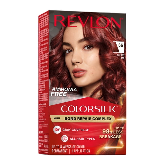Revlon ColorSilk Permanent Hair Color, Bond Repair Complex, 66 Cherry Red, 1 pack