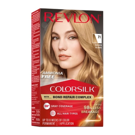 Revlon ColorSilk Permanent Hair Color, Bond Repair Complex, 71 Golden Blonde, 1 pack