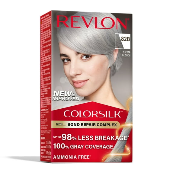 Revlon ColorSilk Permanent Hair Color, Bond Repair Complex, 82B Silver Blonde, 1 pack