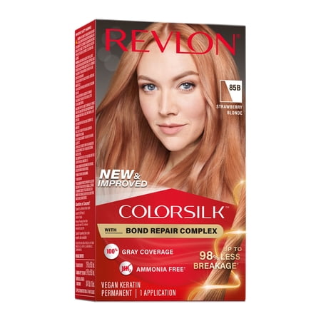 Revlon ColorSilk Permanent Hair Color, Bond Repair Complex, 85B Strawberry Blonde, 1 pack