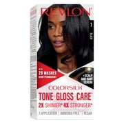 Revlon ColorSilk Tone + Gloss + Care Demi-Permanent Hair Color, 1 Black, 4.5 fl oz