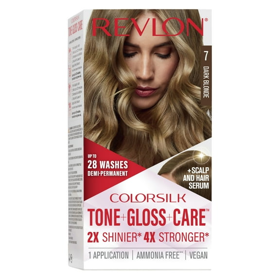 Revlon ColorSilk Tone + Gloss + Care Demi-Permanent Hair Color, 7 Dark Blonde, 4.5 fl oz