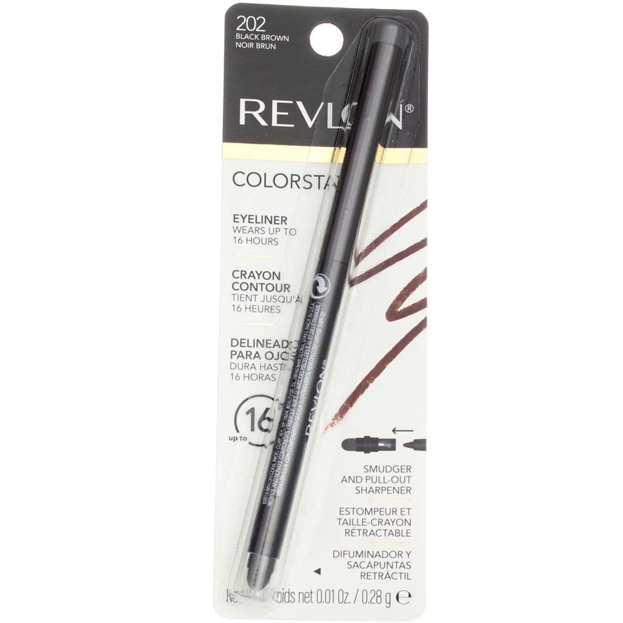Revlon ColorStay Eyeliner Pencil, Black Brown [202], 0.01 oz (Pack of 6) waterproof formula