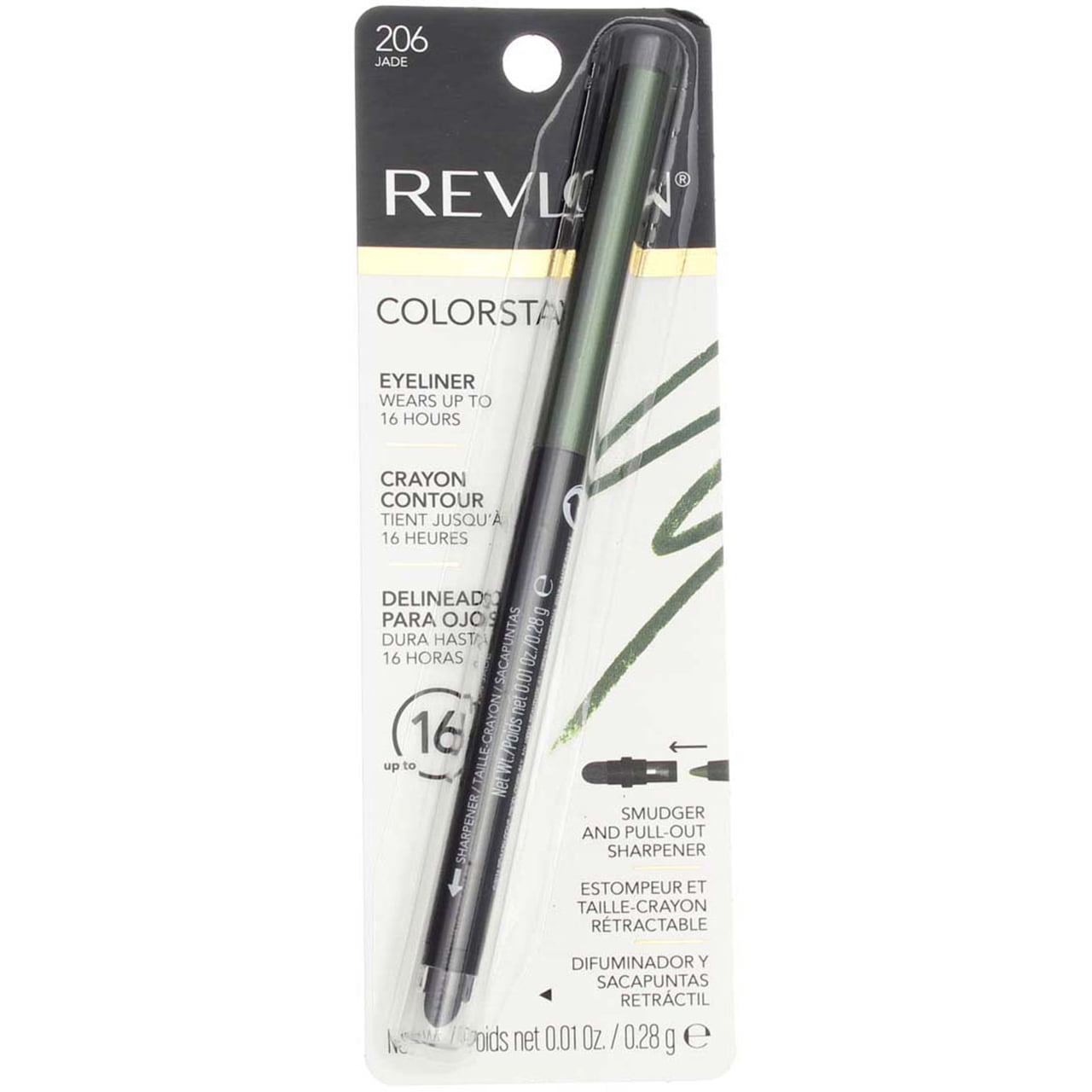 Revlon ColorStay Eyeliner Pencil, Jade [206] 0.01 oz (Pack of 3)