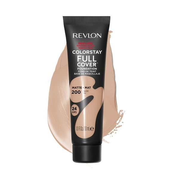 Revlon ColorStay Full Coverage Cream Foundation Makeup, Matte Finish, 200 Nude, 1.0 fl oz