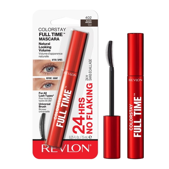Revlon ColorStay Full Time Mascara, Buildable Volume, 402 Black Brown, 0.25 fl oz