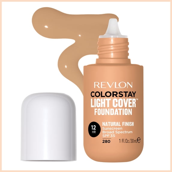 Revlon ColorStay Light Cover Hydrating Longwear Liquid Foundation, Weightless Makeup with SPF 35, Light-Medium Coverage280 Tawny