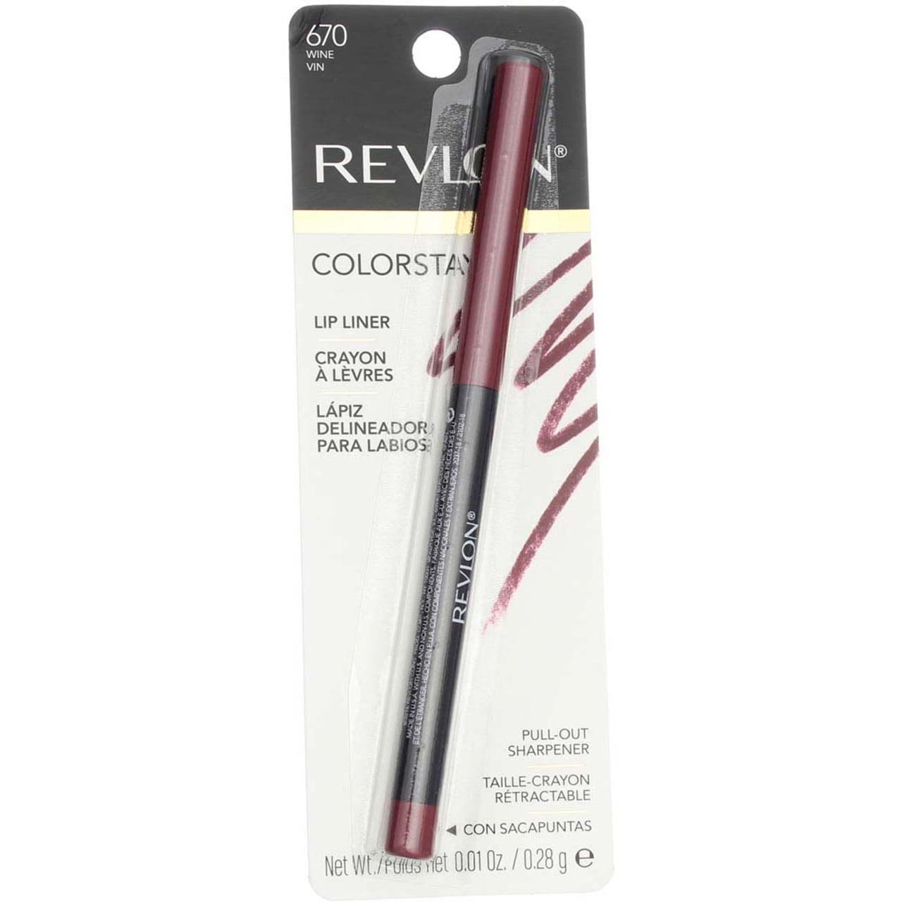 Revlon ColorStay Lip Liner with SoftFlex, Wine [670] 1 ea (Pack of 4)