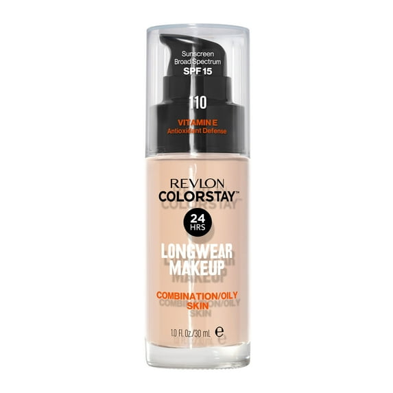 Revlon ColorStay Liquid Foundation Makeup, Matte Finish, Combination/Oily Skin, SPF 15, 110 Ivory, 1 fl oz