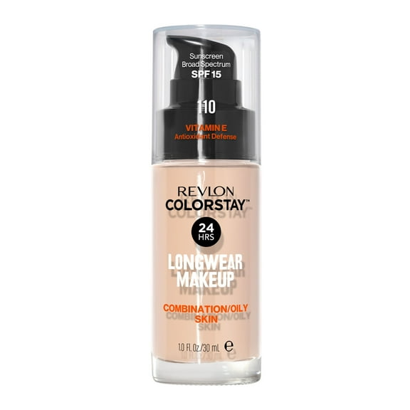 Revlon ColorStay Liquid Foundation Makeup, Matte Finish, Combination/Oily Skin, SPF 15, 110 Ivory, 1 fl oz