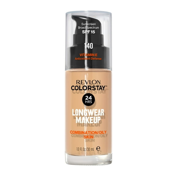 Revlon ColorStay Liquid Foundation Makeup, Matte Finish, Combination/Oily Skin, SPF 15, 140 Oatmeal, 1 fl oz