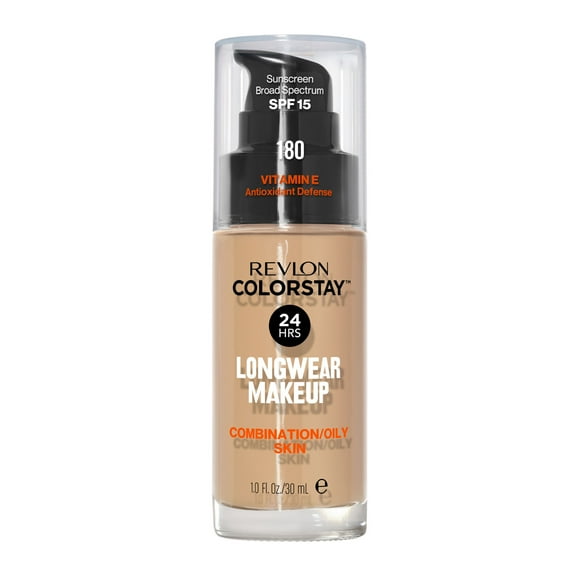 Revlon ColorStay Liquid Foundation Makeup, Matte Finish, Combination/Oily Skin, SPF 15, 180 Sand Beige, 1 fl oz
