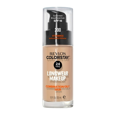 Revlon ColorStay Liquid Foundation Makeup, Matte Finish, Combination/Oily Skin, SPF 15, 200 Nude, 1 fl oz