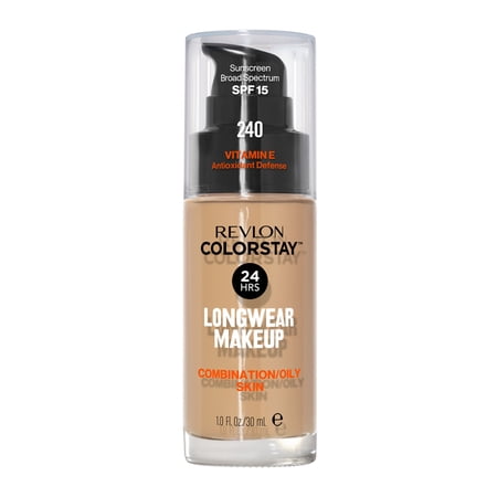 Revlon ColorStay Liquid Foundation Makeup, Matte Finish, Combination/Oily Skin, SPF 15, 240 Medium Beige, 1 fl oz