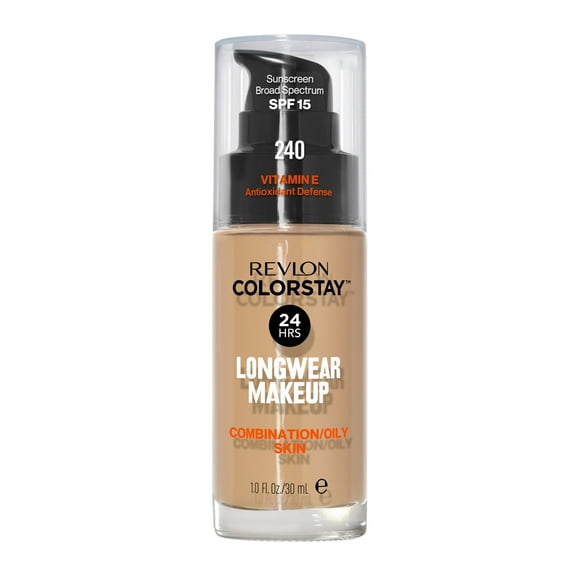 Revlon ColorStay Liquid Foundation Makeup, Matte Finish, Combination/Oily Skin, SPF 15, 240 Medium Beige, 1 fl oz
