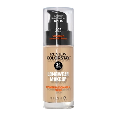 Revlon ColorStay Liquid Foundation Makeup, Matte Finish, Combination/Oily Skin, SPF 15, 285 Shell, 1 fl oz