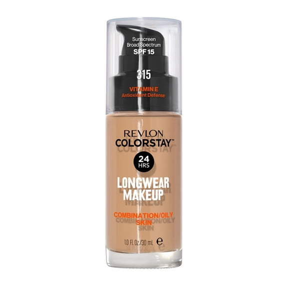 Revlon ColorStay Liquid Foundation Makeup, Matte Finish, Combination/Oily Skin, SPF 15, 315 Butterscotch, 1 fl oz