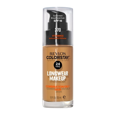 Revlon ColorStay Liquid Foundation Makeup, Matte Finish, Combination/Oily Skin, SPF 15, 370 Toast, 1 fl oz