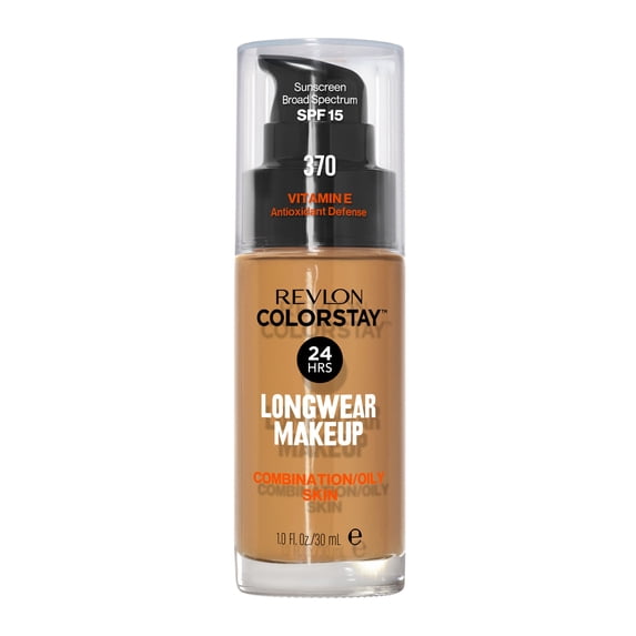 Revlon ColorStay Liquid Foundation Makeup, Matte Finish, Combination/Oily Skin, SPF 15, 370 Toast, 1 fl oz