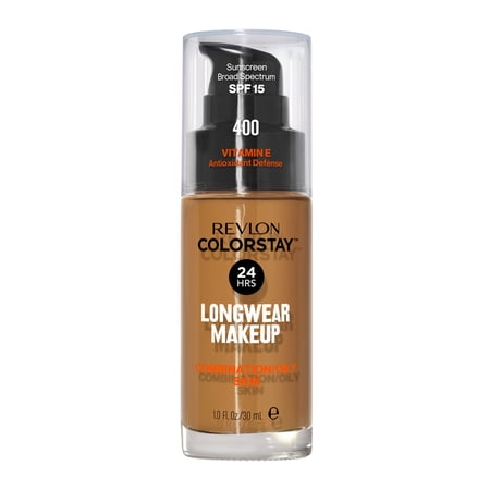 Revlon ColorStay Liquid Foundation Makeup, Matte Finish, Combination/Oily Skin, SPF 15, 400 Caramel, 1 fl oz