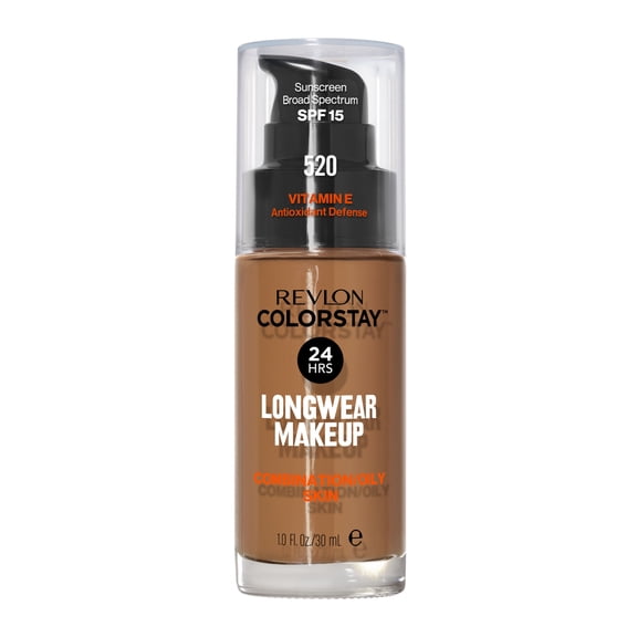 Revlon ColorStay Liquid Foundation Makeup, Matte Finish, Combination/Oily Skin, SPF 15, 520 Cocoa, 1 fl oz