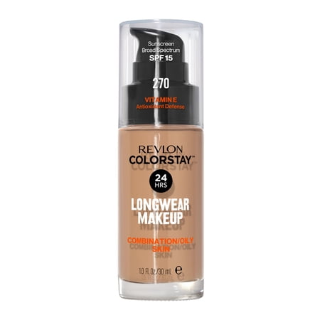 Revlon ColorStay Liquid Foundation Makeup, Matte Finish, Combination/Oily Skin, SPF 15, 270 Chestnut, 1 fl oz