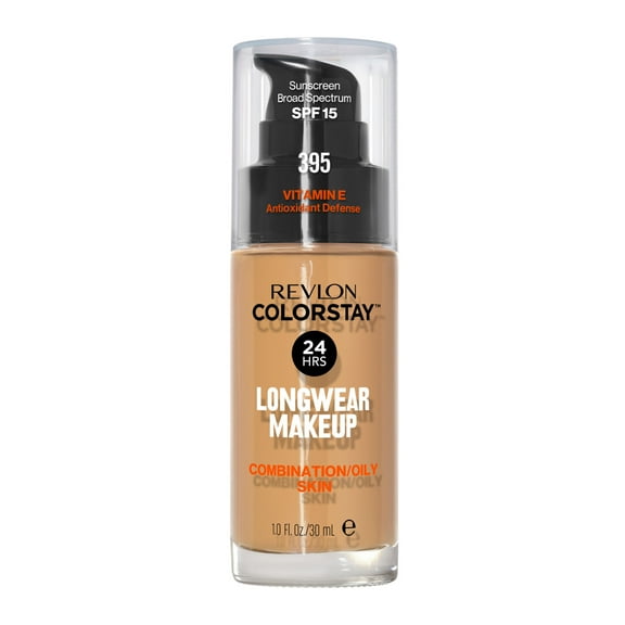 Revlon ColorStay Liquid Foundation Makeup, Matte Finish, Combination/Oily Skin, SPF 15, 395 Deep Honey, 1 fl oz