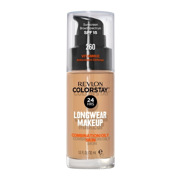 Revlon ColorStay Liquid Foundation Makeup, Matte Finish, Combination/Oily Skin, SPF 15, 260 Light Honey, 1 fl oz