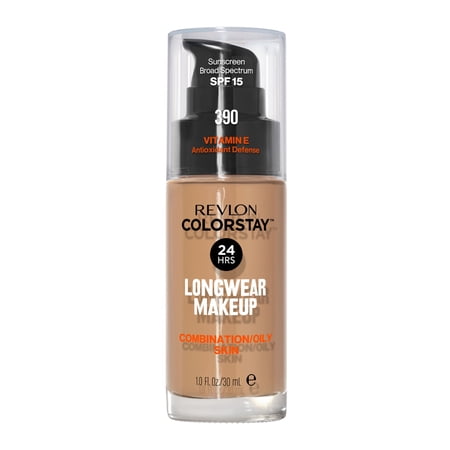 Revlon ColorStay Liquid Foundation Makeup, Matte Finish, Combination/Oily Skin, SPF 15, 390 Rich Maple, 1 fl oz