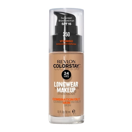 Revlon ColorStay Liquid Foundation Makeup, Matte Finish, Combination/Oily Skin, SPF 15, 350 Rich Tan, 1 fl oz
