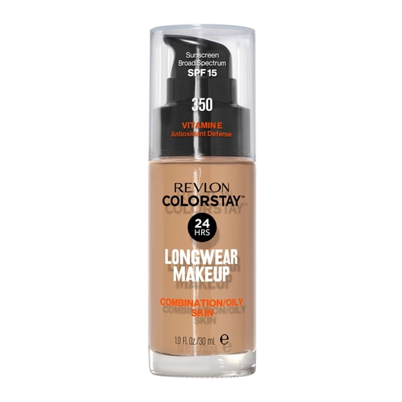 Revlon ColorStay Liquid Foundation Makeup, Matte Finish, Combination/Oily Skin, SPF 15, 350 Rich Tan, 1 fl oz