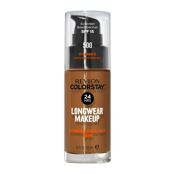 Revlon ColorStay Liquid Foundation Makeup, Matte Finish, Combination/Oily Skin, SPF 15, 500 Walnut, 1 fl oz